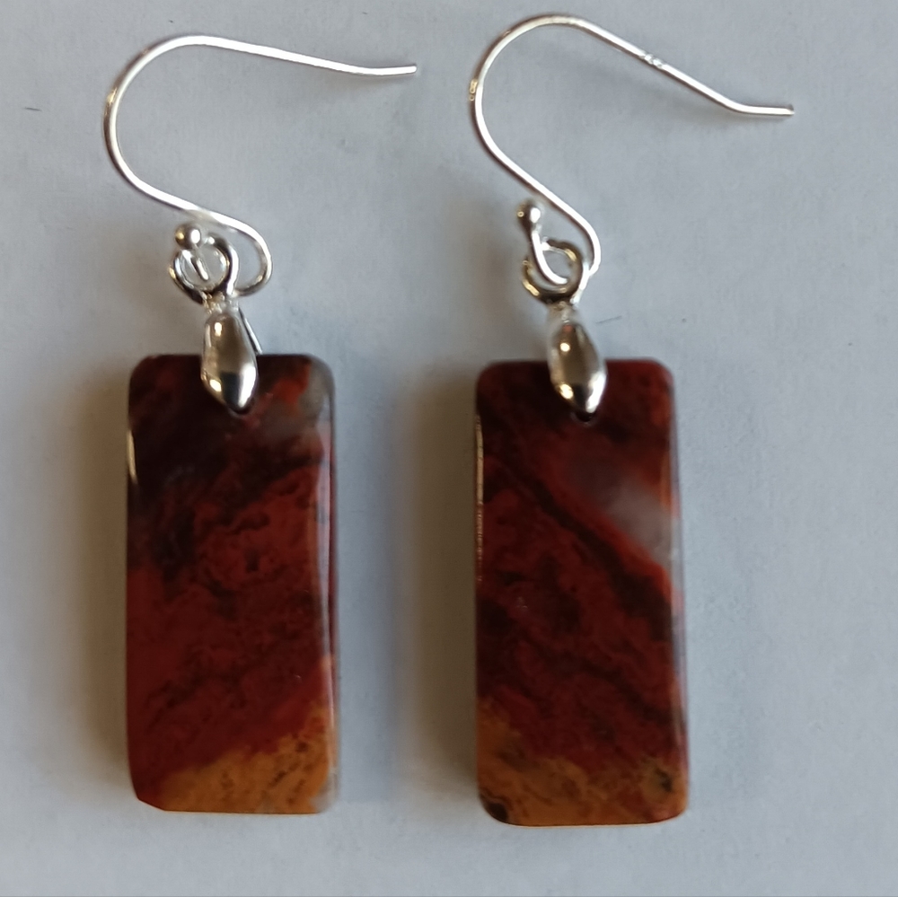 Seam Agate Gemstone Earrings with 925 Sterling Silver Findings